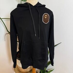 A Bathing Ape BAPE Chenille Patch Side Zip Hoodie XL Black NEW Mens
